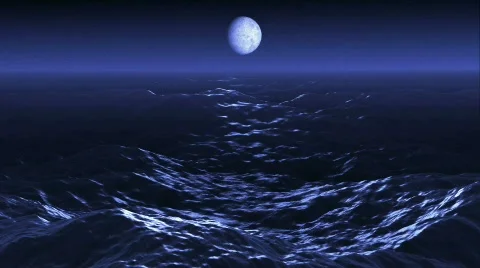 Moonlight at the ocean Stock Footage 573931