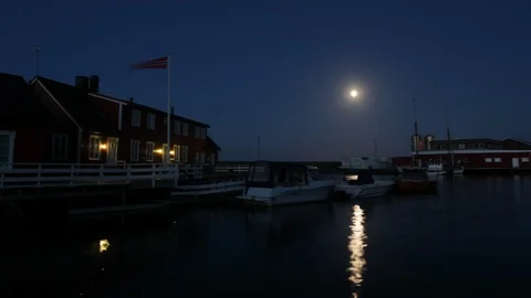 Moonlight path, Norway Stock Footage 104891133
