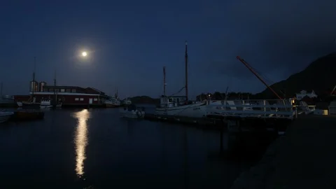 Moonlight path, Norway Stock Footage 104891247