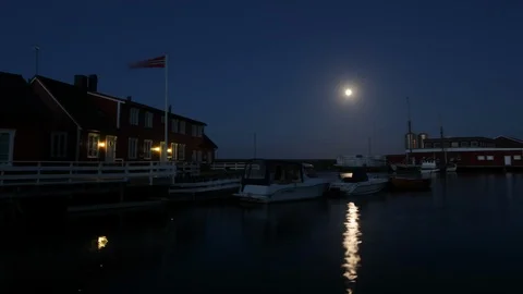 Moonlight path, Norway Stock Footage 105873978