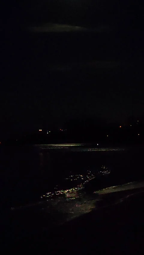 Moonlight path sea waves beach sea coast seashore night Lunar path Vertical Stock Footage 252791325