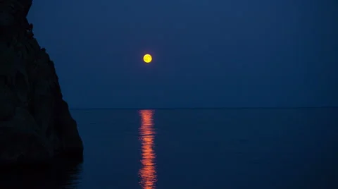  moonlight is reflected in the surface of the lake, Baikal Video stock 58914941