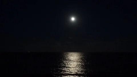 Moonlight Reflecting On the Ocean Stock Footage