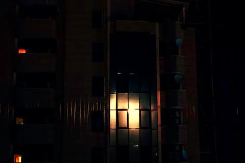 Moonlight reflection in the windows Stock Photos
