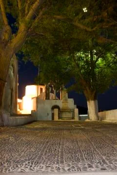 Moonlight in santorini Stock Photos