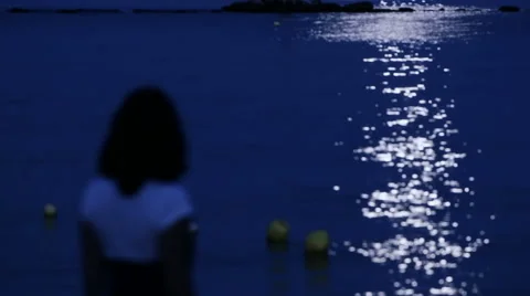 Moonlight on the sea Stock Footage 52884065