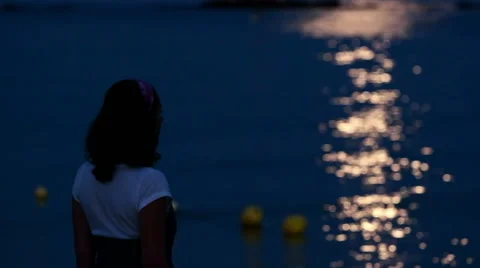Moonlight on the sea Video stock 52884067