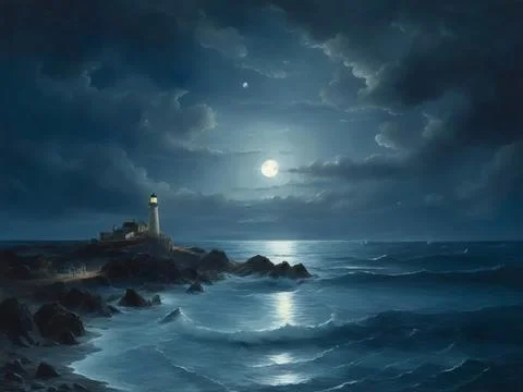 Moonlight on the sea イラスト素材