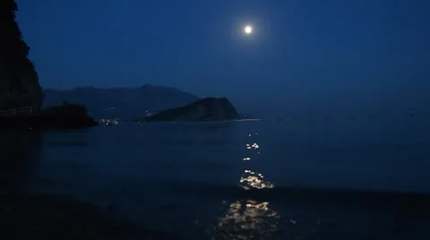 Moonlight seascape Stock Footage 26090732