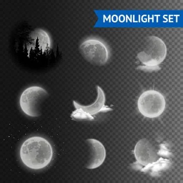 Moonlight transparent set Stock Illustration