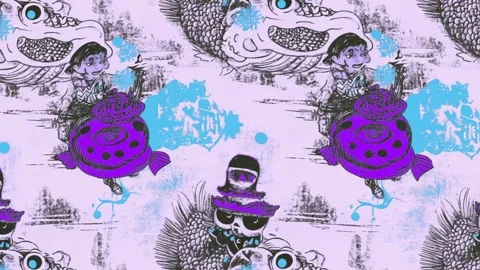 Moonlit Fish Journey – Diagonal Motion Video stock 306520332