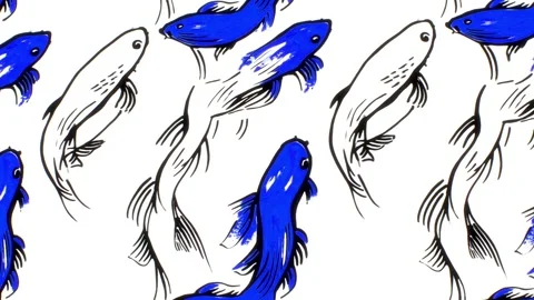 Moonlit Fish Path – Diagonal Motion Video stock 306526203