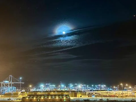 Moonlit Harbor Stock Photos