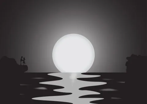 Moonlit Lovers Illustrazione stock