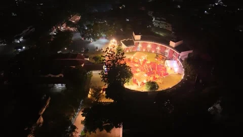 Moonlit Mandap: Indian Wedding from the Sky Stock Footage 337626688