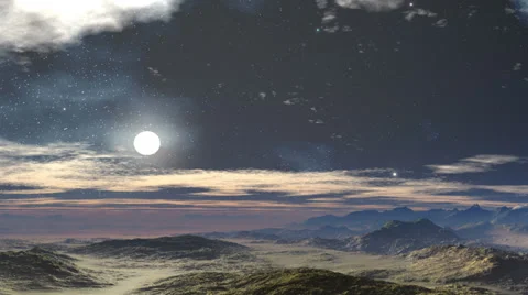 Moonlit night in the desert Stock Footage 33328921