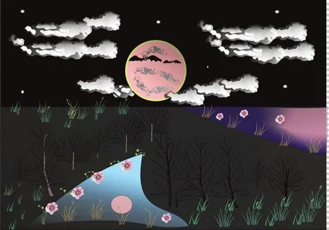 Moonlit Night Stock Illustration