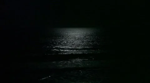 Moonlit Ocean Waves Stock Footage 46415030