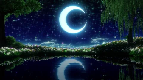 Moonlit Pond with Fireflies 動画素材 147700029