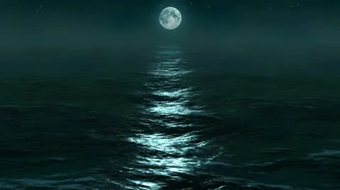 Moonlit seascape Video stock 10878838