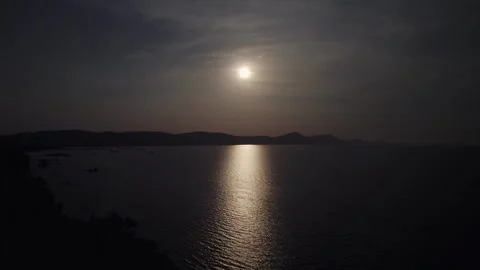 Moonlit Serenity, Mountain Reflections Waterscape Stock Footage 260599032