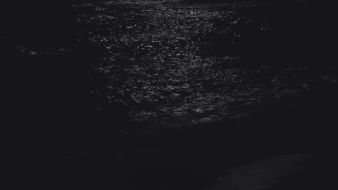 Moonlit Waves: A Nighttime Ocean Reflection Stock Footage 293096131
