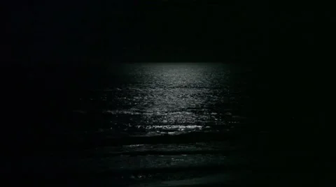 Moonlit Waves of the Ocean Stock Footage 46415009
