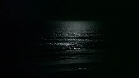 Moonlit Waves of the Ocean Stock Footage 46415228