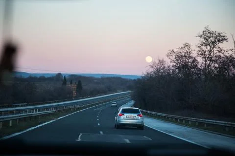 Moonrise in the mountains Foto stock