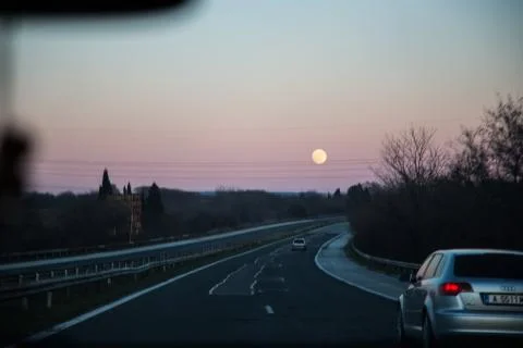 Moonrise in the mountains Foto stock