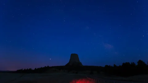 Moonrise Over Devil's Tower Stock Footage 54713129