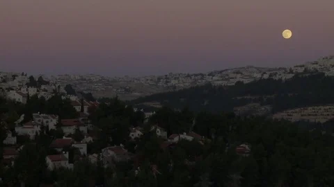 Moonrise Over East Jerusalem Video stock 76972162
