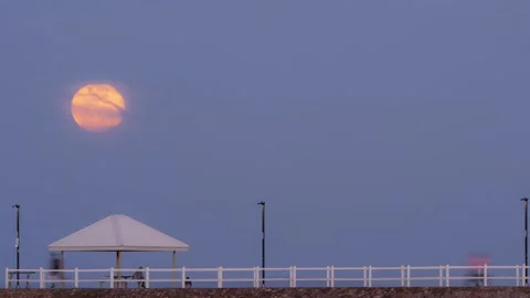Moonrise over a jetty Stock Footage 154987008