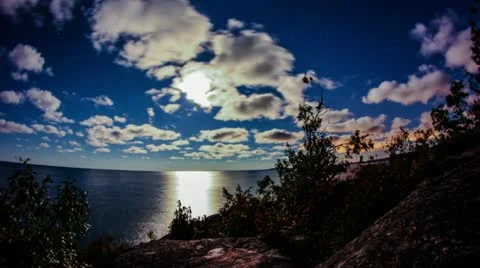 Moonrise over the lake Stock Footage 22012125