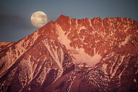 Moonset Behind Basin Mountain Stock Photos
