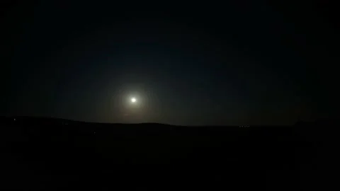 Moonset into foggy morning Timelapse Stock Footage