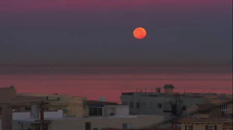 Moonset Los Angeles CA Stock Footage 61956609