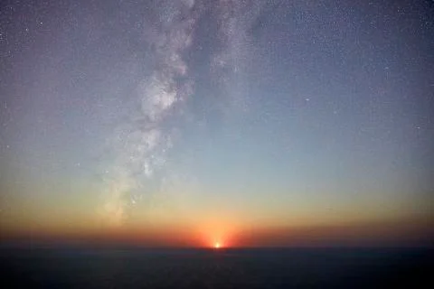 Moonset &amp; Milky Way Stock Photos