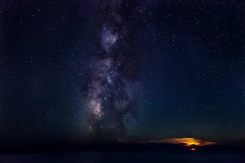 Moonset &amp; Milky Way Stock Photos