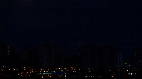 Moonset Over City Timelapse Stock Footage 62643576