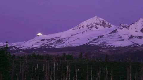 Moonset Over the Mountains Timelapse Stock Footage 257711825