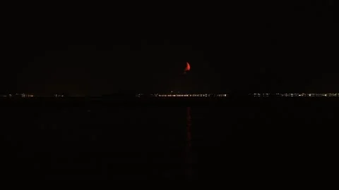 Moonset by the sea in the night Stock Footage 171978022