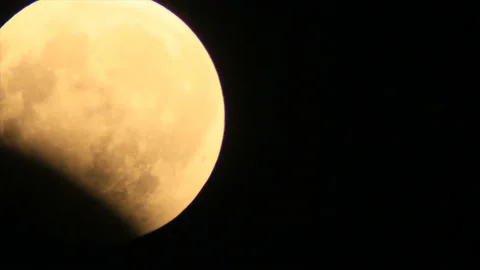 Moonset in time of partial eclipse Stock Footage 150329431