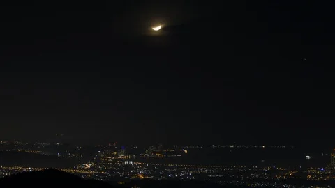 Moonset Timelapse 4K Stockbeeldmateriaal 96066547