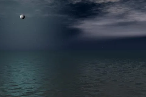 Moonshine on sea Stock Illustration