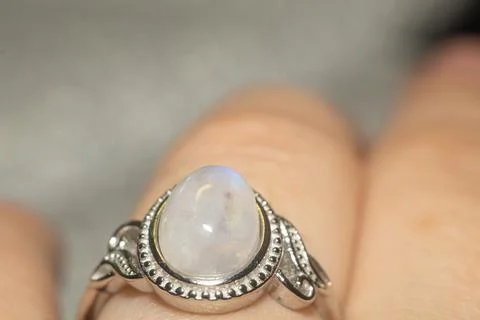 Moonstone silver ring Stock Photos