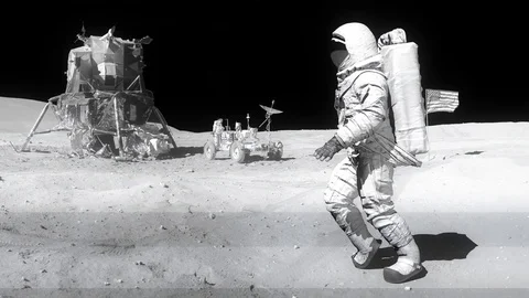 Moonwalk dancing of Astronaut on the moon. Elements of this video furnished by Stock Footage 105319081