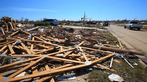 Moore Oklahoma, EF5 Tornado damage &amp; aftermath PT3 Stock Footage 30389624