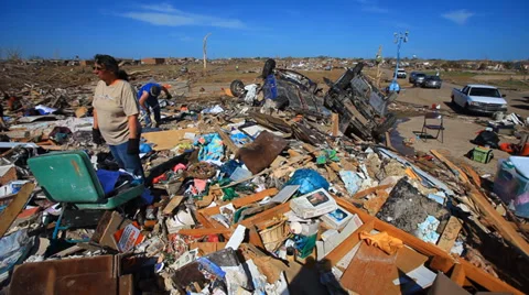 Moore Oklahoma, EF5 Tornado damage &amp; aftermath PT9 Stock Footage 30394363