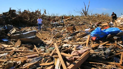 Moore Oklahoma, EF5 Tornado damage &amp; aftermath PT13 Stock Footage 30395252